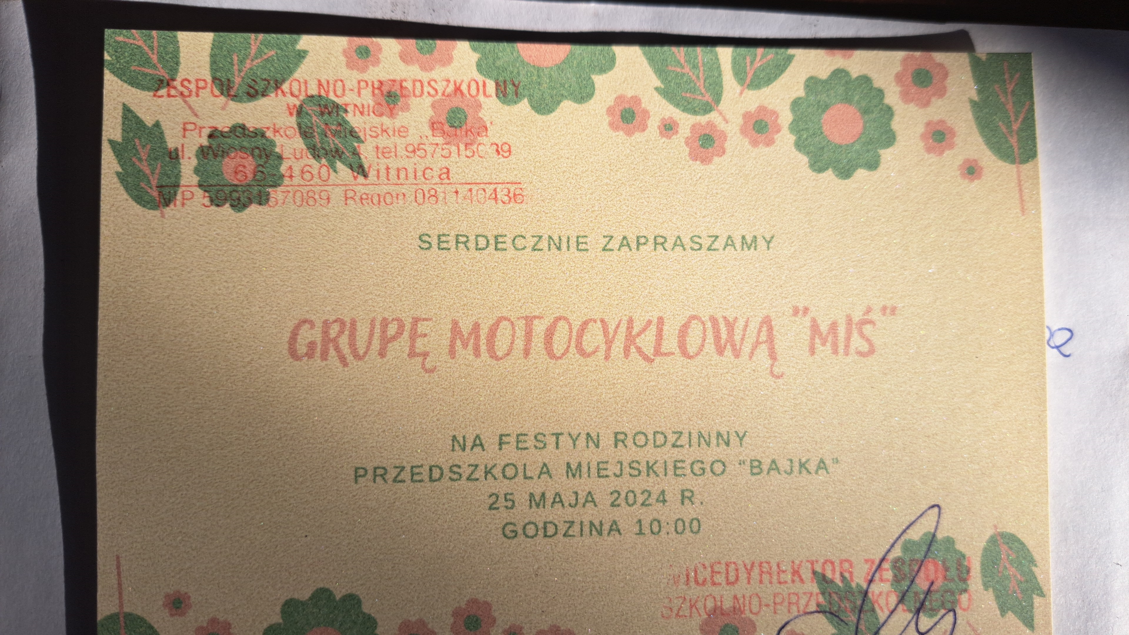 Zaproszenie od Przedszkola Miejskiego "Bajka"